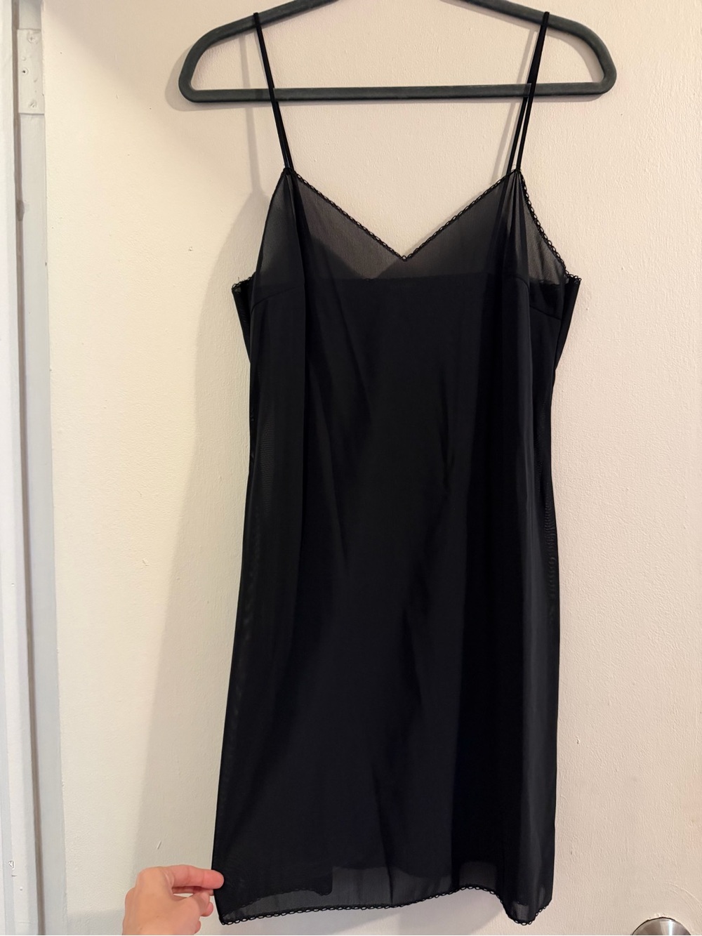 CHANEL Black Sheer Slip Chemise with Delicate Straps